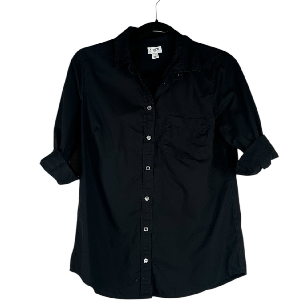 J. Crew Black 100% Cotton Classic Preppy Business Career 3/4 Sleeve Top Size S
